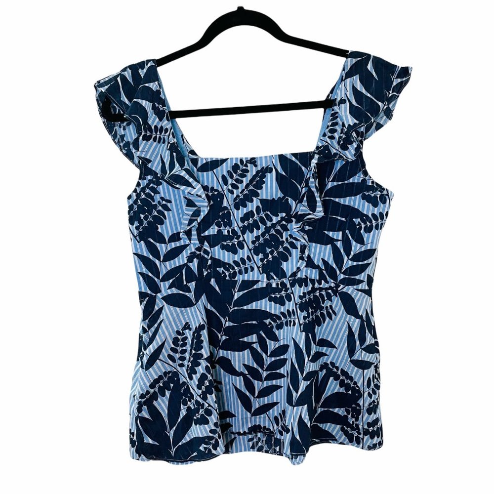 BANANA REPUBLIC Womens Blue Ruffle Sleeveless Top  Size: 6